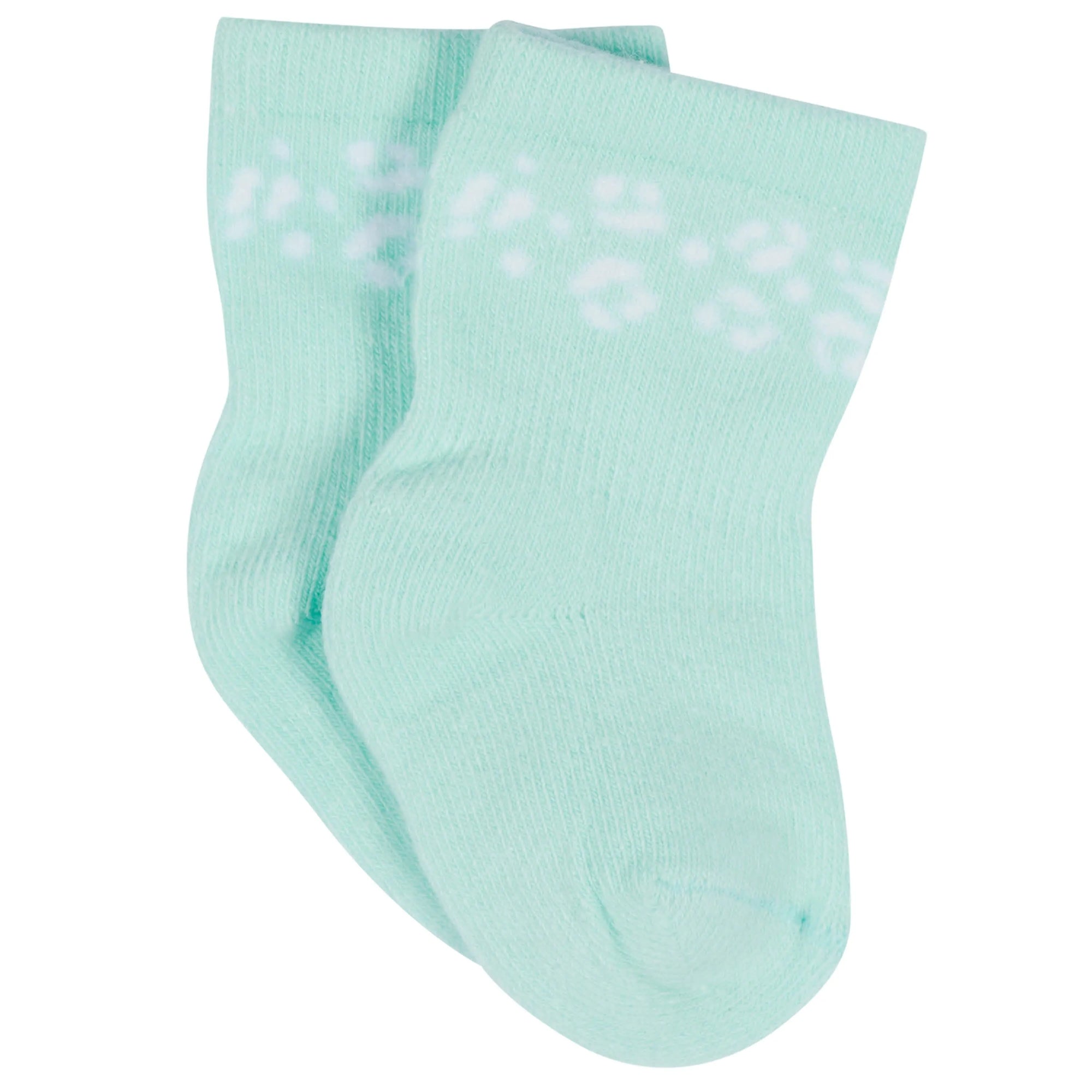 12-Pack Baby & Toddler Girls Rainbow Floral Jersey Crew Wiggle Proof Socks