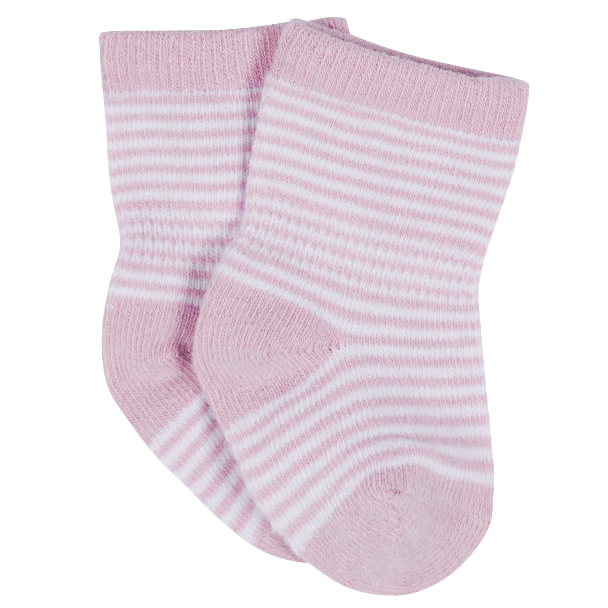 12-Pack Baby & Toddler Girls Rainbow Floral Jersey Crew Wiggle Proof Socks