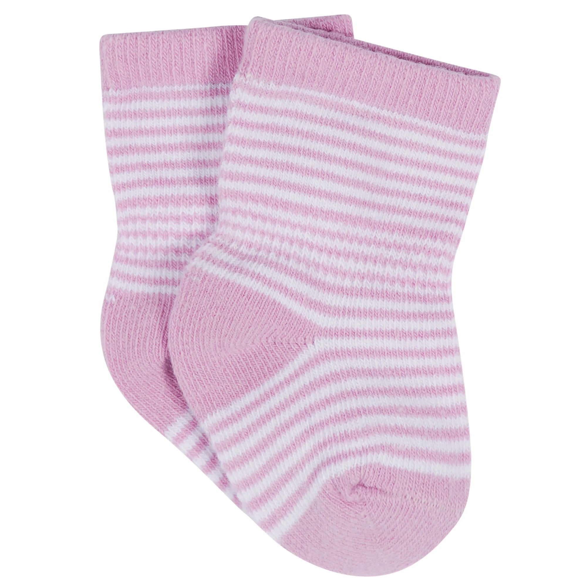 12-Pack Baby & Toddler Girls Rainbow Floral Jersey Crew Wiggle Proof Socks